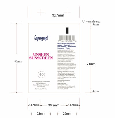 Unseen Sunscreen 40 Tube (Unseen Sunscreen Spf 40 10 mL Tube)